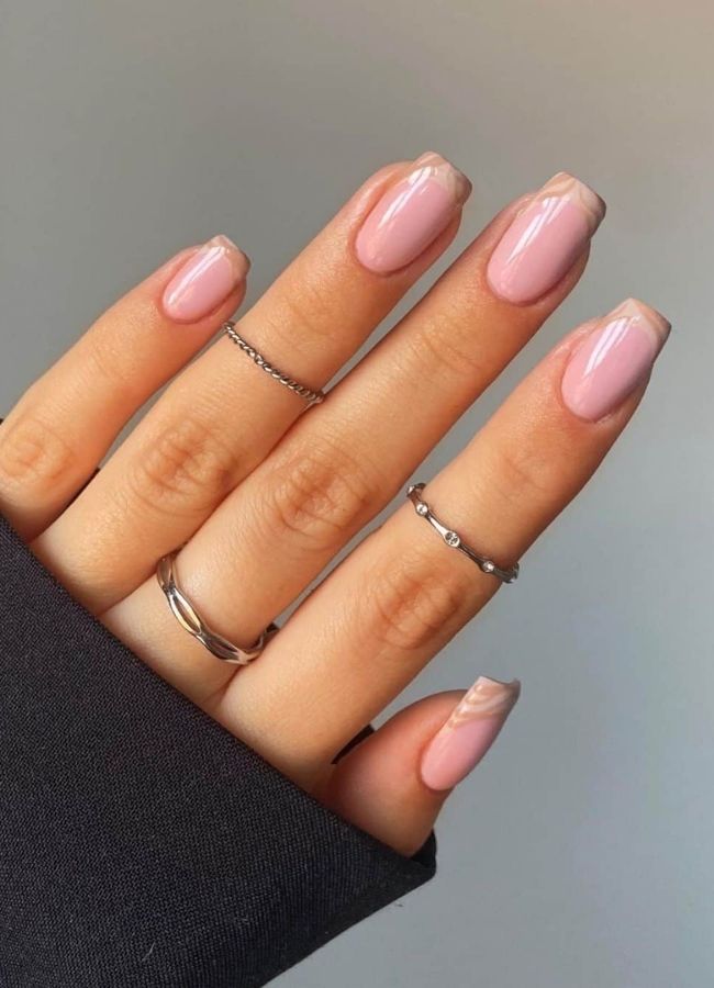 48 Super Trendy French Tip Nails and Manicure Designs You Will Instantly Love 19 Nude Modern French Tips with Prints