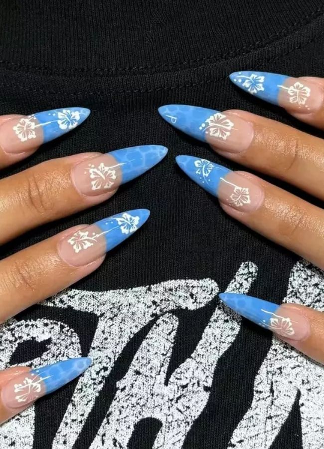 48 Super Trendy French Tip Nails and Manicure Designs You Will Instantly Love 35 Ocean Blue Beach Nails