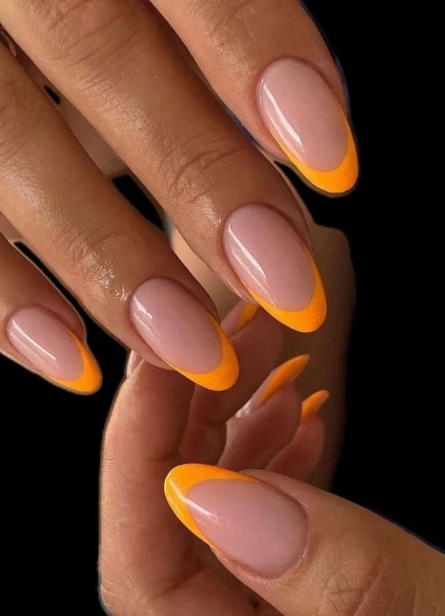 48 Super Trendy French Tip Nails and Manicure Designs You Will Instantly Love 45 Orange French Tip Nails for Summer
