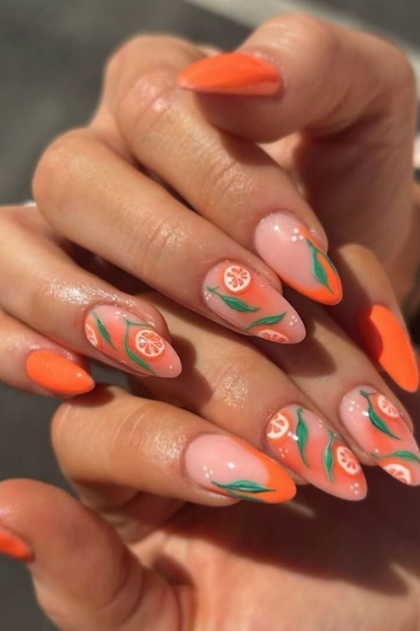 29 Juicy Fruit Nail Designs to Sweeten Your Summer Look 28 Oranges Nails Design for Vacations