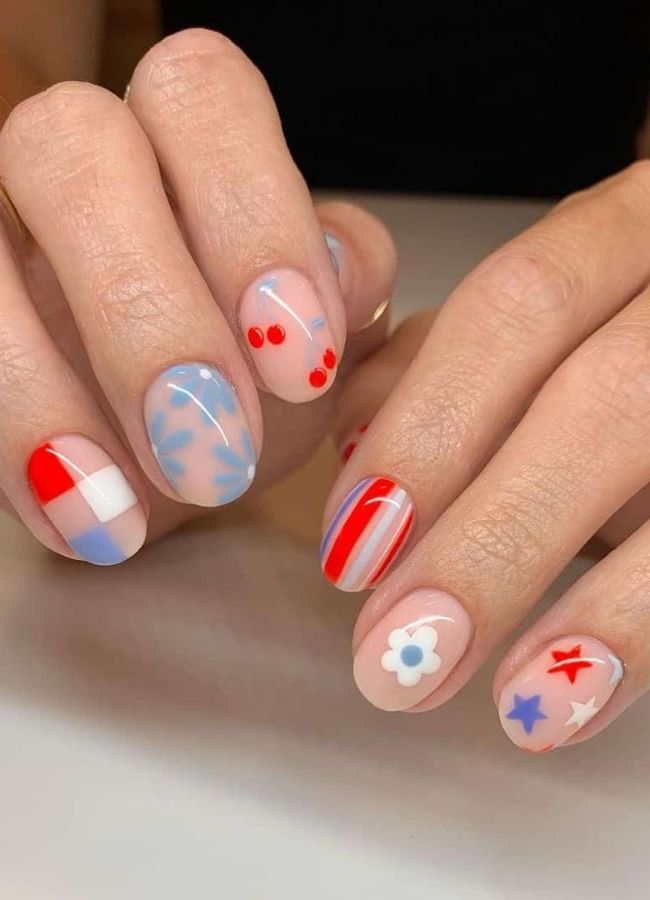 59 Elegant 4th Of July Nails Patriotic Nail Designs You Must Try on Independence Day 38 Pattern Nails for July 4