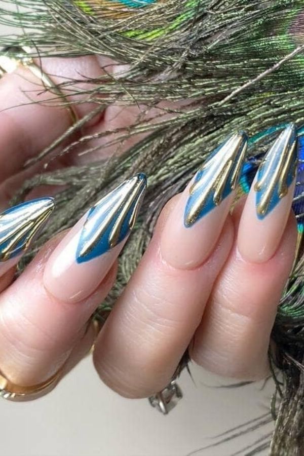 34 Most Stunning Deco Nails Art to Try Right Now 20 Peacock Feathers Deco Nail Patterns