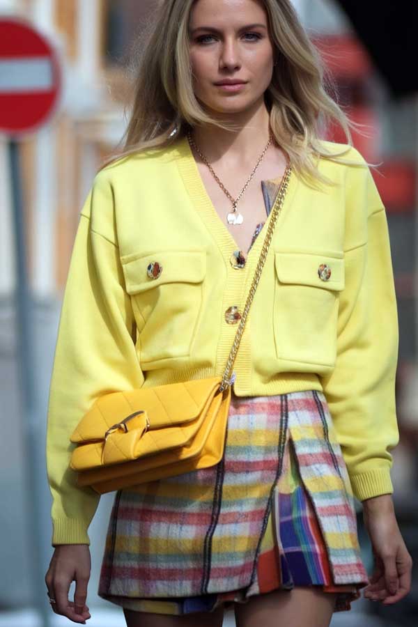 34 Summer Style Trends for 2025 You’ll Want to Wear 15 Plaid Skirt and Yellow Cardigan
