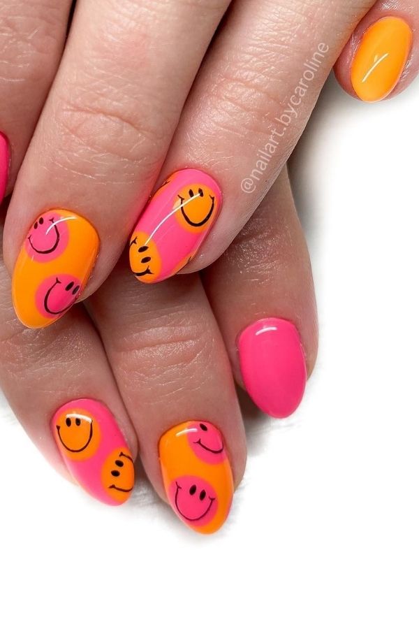53 Lovely Bright Neon Nail Designs and Mani Nails Colors That Are Trending This Year 31 Positive Vibes Manicure Ideas
