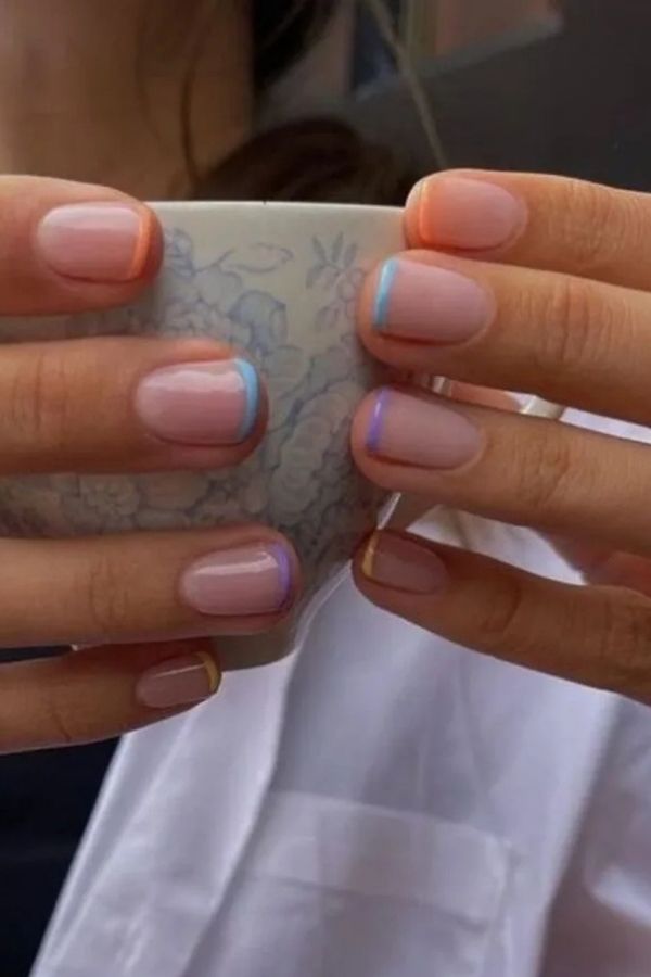 43 Trending Short Summer Nails Designs You Can’t Miss But Replicate 16 Rainbow French Tips