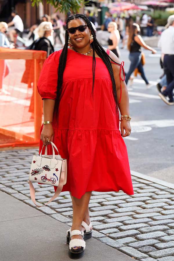 37 Festive 4th of July Outfits to Celebrate Independence Day in Style 29 Red Dress and Platform Sandals