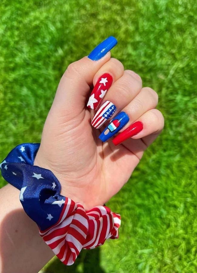59 Elegant 4th Of July Nails Patriotic Nail Designs You Must Try on Independence Day 14 Red, White, and Blue Nails for Independence Day