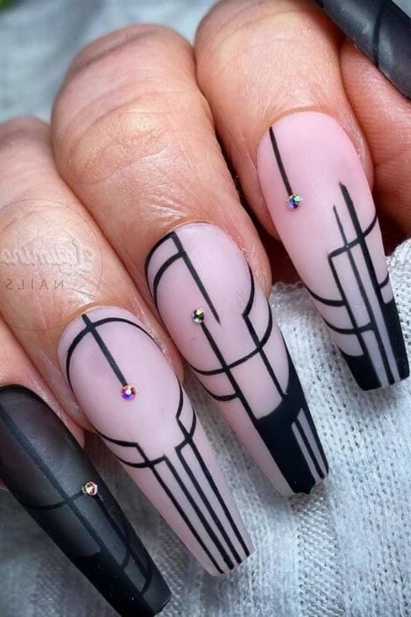 34 Most Stunning Deco Nails Art to Try Right Now 29 Rhinestone Deco Nails Accents