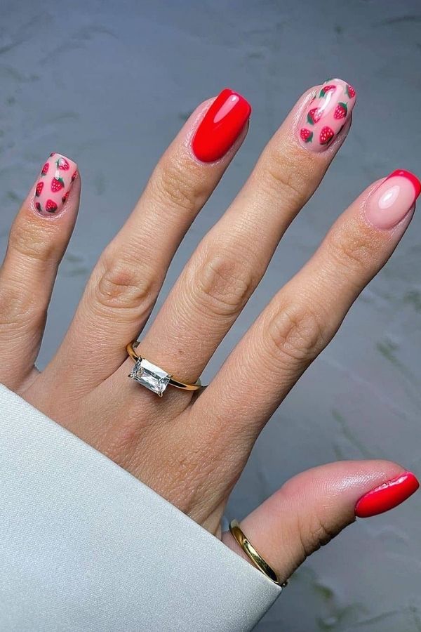 43 Trending Short Summer Nails Designs You Can’t Miss But Replicate 23 Short Strawberry Nails