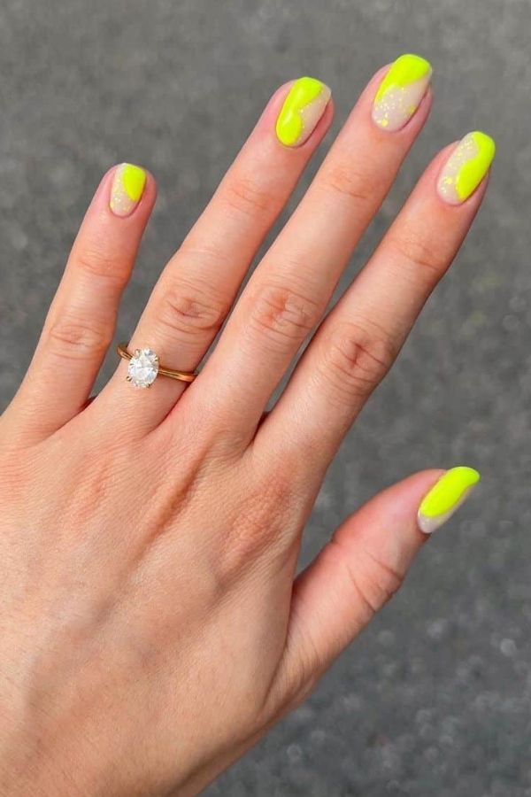 53 Lovely Bright Neon Nail Designs and Mani Nails Colors That Are Trending This Year 33 Simple Neon Lime Nails
