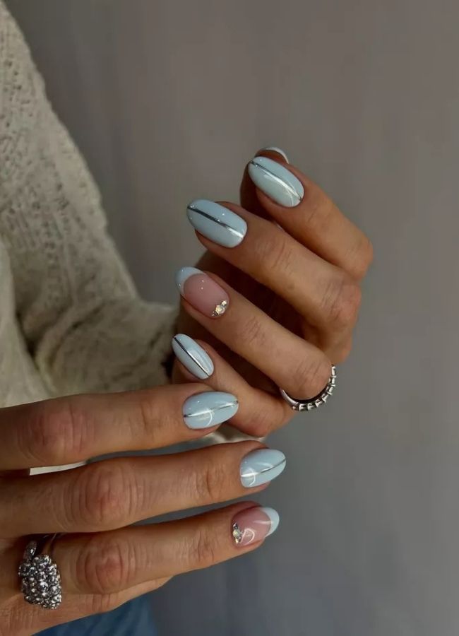 48 Super Trendy French Tip Nails and Manicure Designs You Will Instantly Love 21 Soft Blue Pastel French Tips