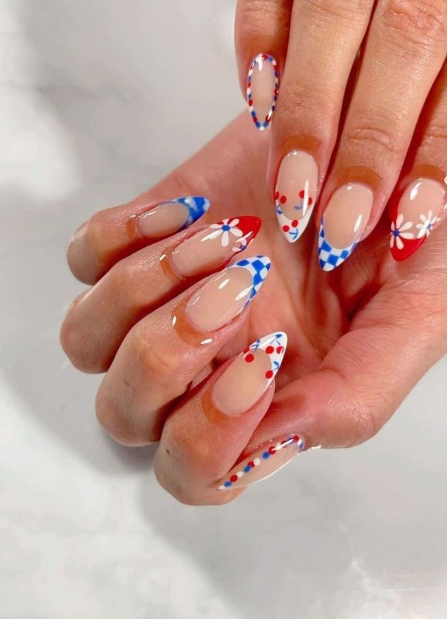 59 Elegant 4th Of July Nails Patriotic Nail Designs You Must Try on Independence Day 37 Sophisticated Almond 4th July French Tips