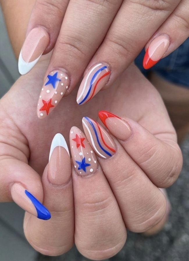 59 Elegant 4th Of July Nails Patriotic Nail Designs You Must Try on Independence Day 58 Star-Studded French Manicure for Fourth of July