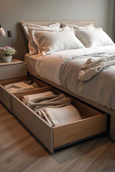 47 Dream Apartment Decor Ideas to Make You Feel Like Home 35 Store Smarter Under the Bed