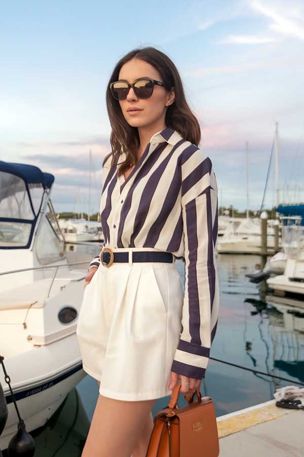 34 Summer Style Trends for 2025 You’ll Want to Wear 29 Striped Blouse and White Shorts