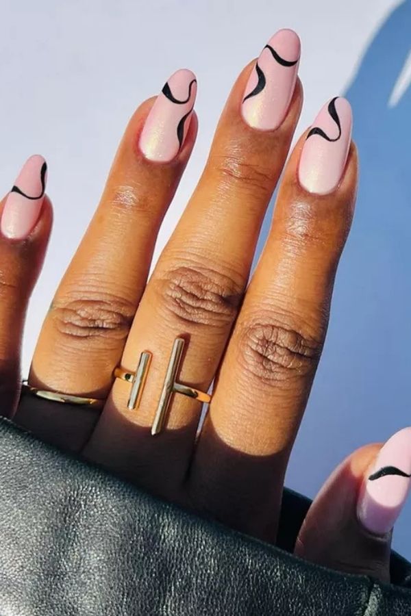39 Elegant Summer Nails Designs To Upgrade Your Entire Look For The New Season 23 Swirly Black Nails