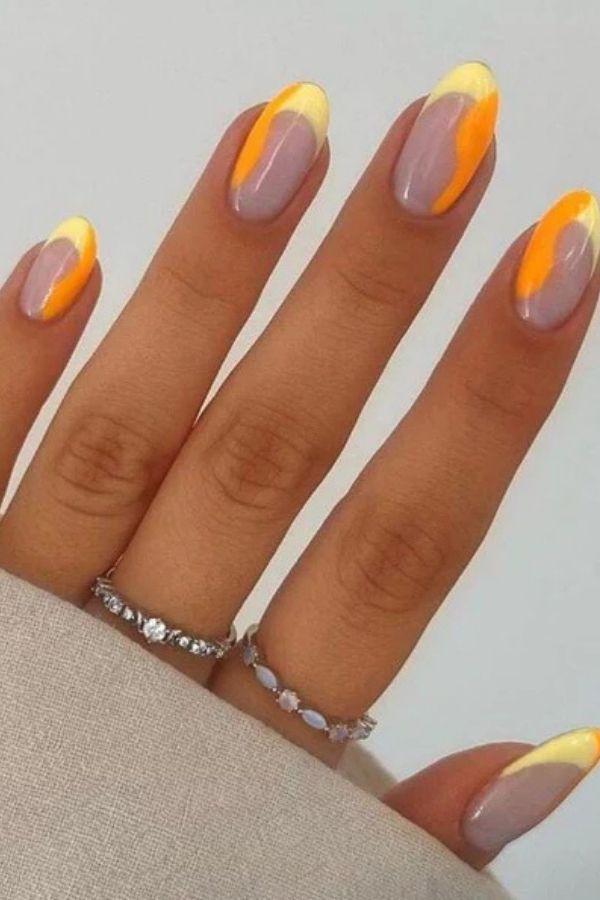 Wavy Orange Yellow Nails