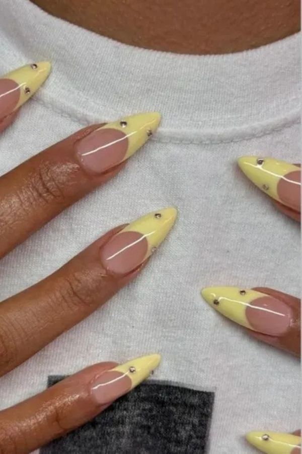 34 Soft to Bold Cutest Yellow Nail Designs Ideas Perfect for Summer and Beyond 4 Yellow French Tip Nail Designs