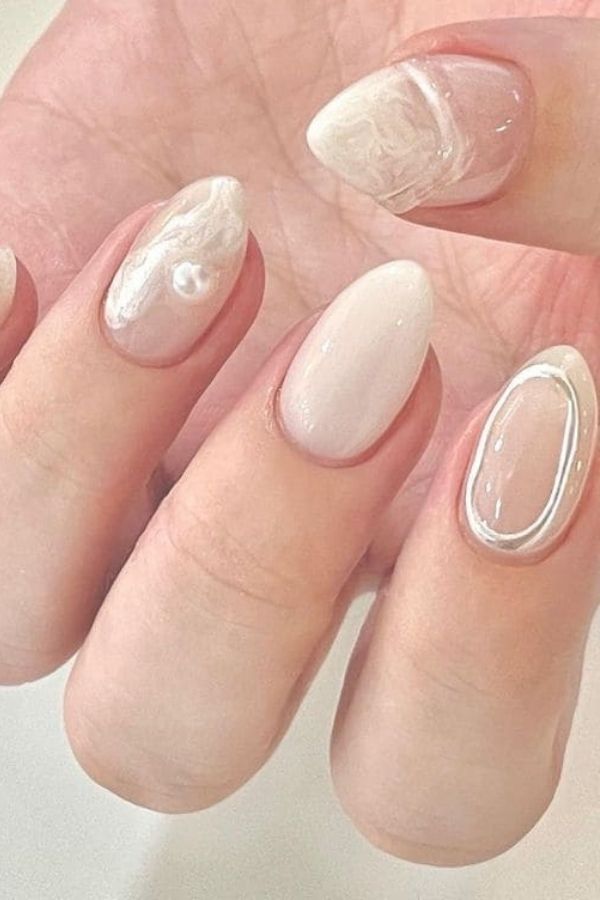 3D Charms Pearl Marble Nails