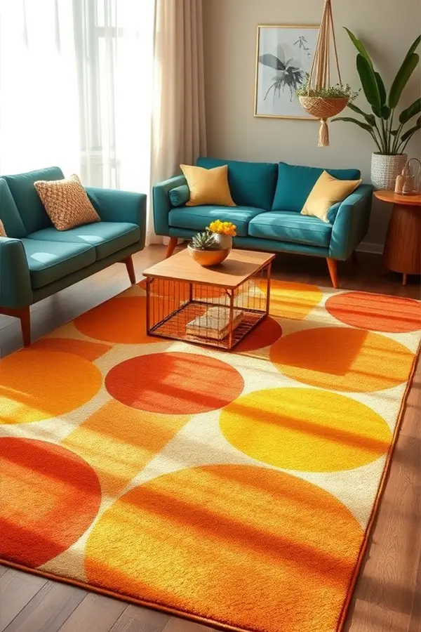 25 Rug Ideas for Living Rooms That Stand Out 11 70s Rugs with Retro Flair
