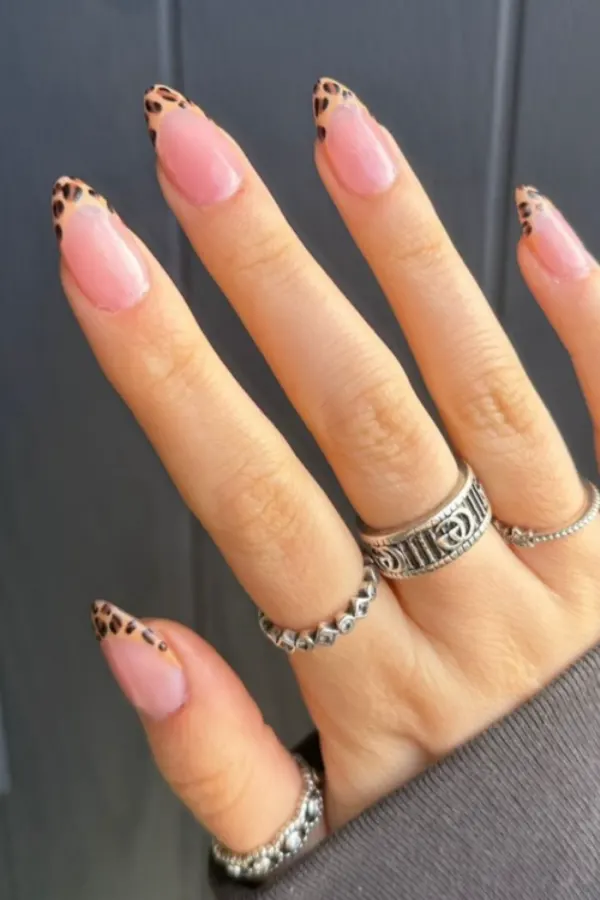 Animal Print French Tip Nails