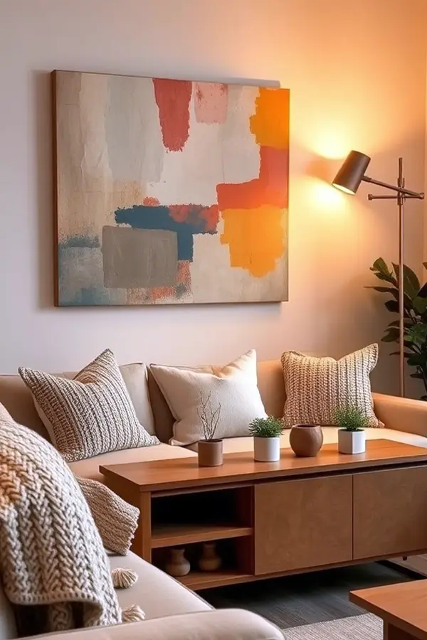 26 Cozy Living Room Designs You’ll Want to Copy 24 Art That Warms the Space