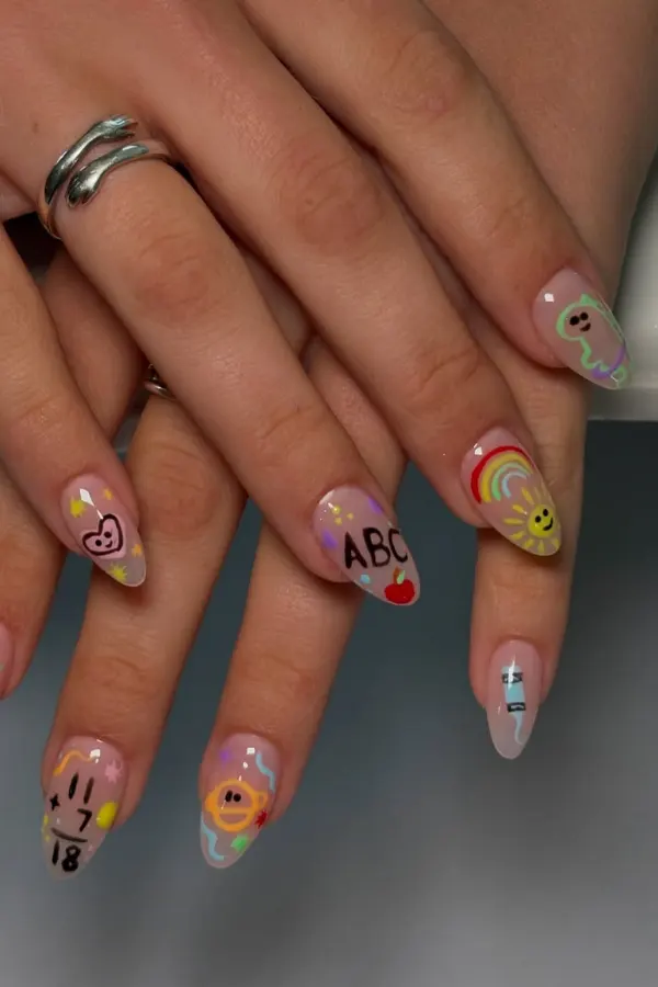 Back to School Nails for 6th Grade Student