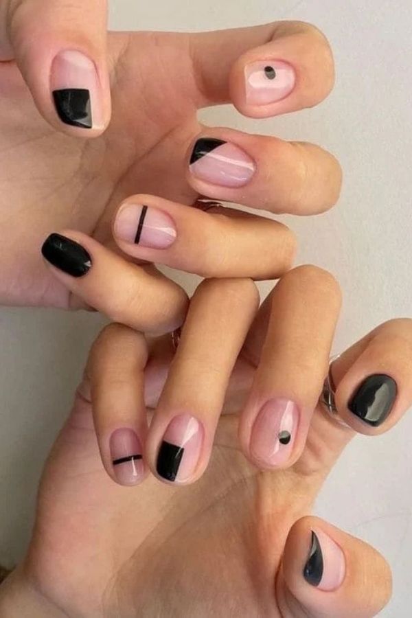 36 Subtle Yet Cute Minimal Nail Designs Mani Ideas You’ll Love to Wear 24 Black Geometric Nails Idea