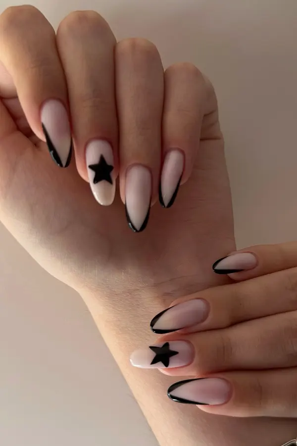 Black Star French Nails Inspo