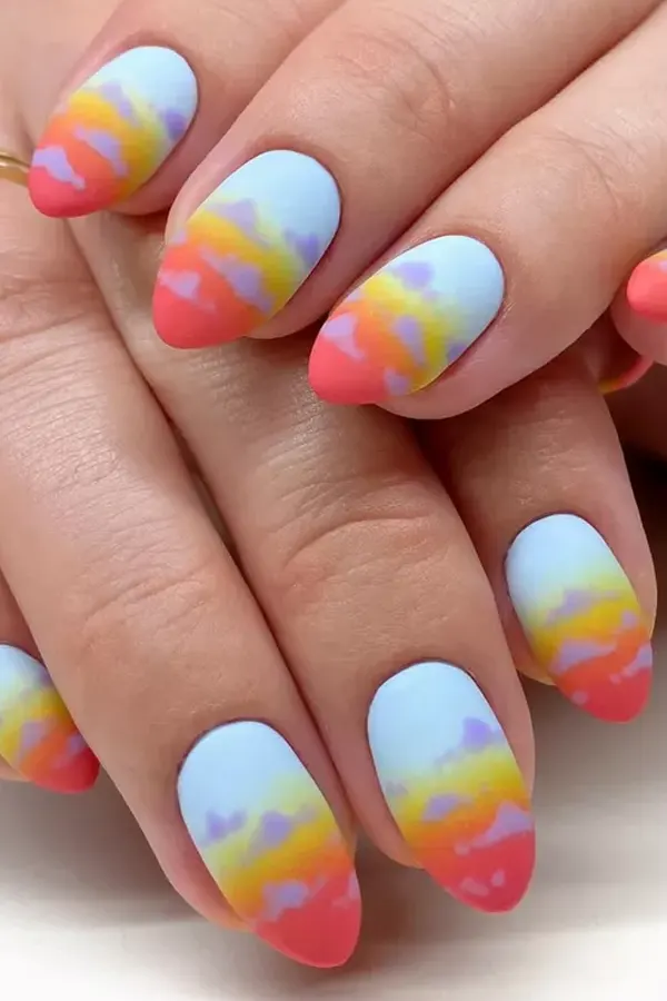 32 Cute Sunset Nails Design Mani Styles That Feel Like Golden Hour 21 Blue Sunset Nails Idea