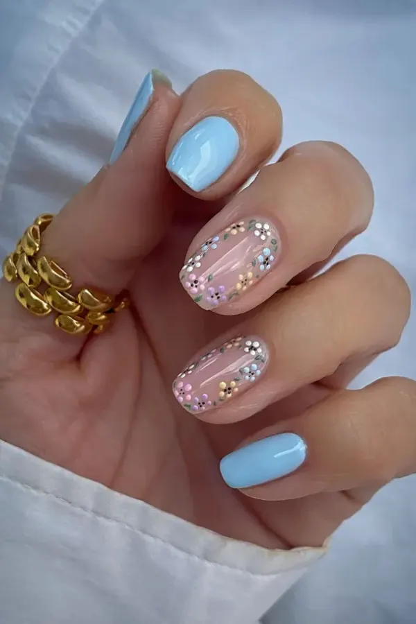 54 Elegant Flower Nail Designs Floral Mani Ideas To Copy This Season 49 Blueberry Milk Acrylic Daisy Nails