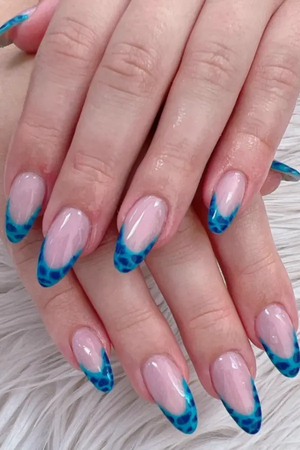Blue French Tip School Kids Nails
