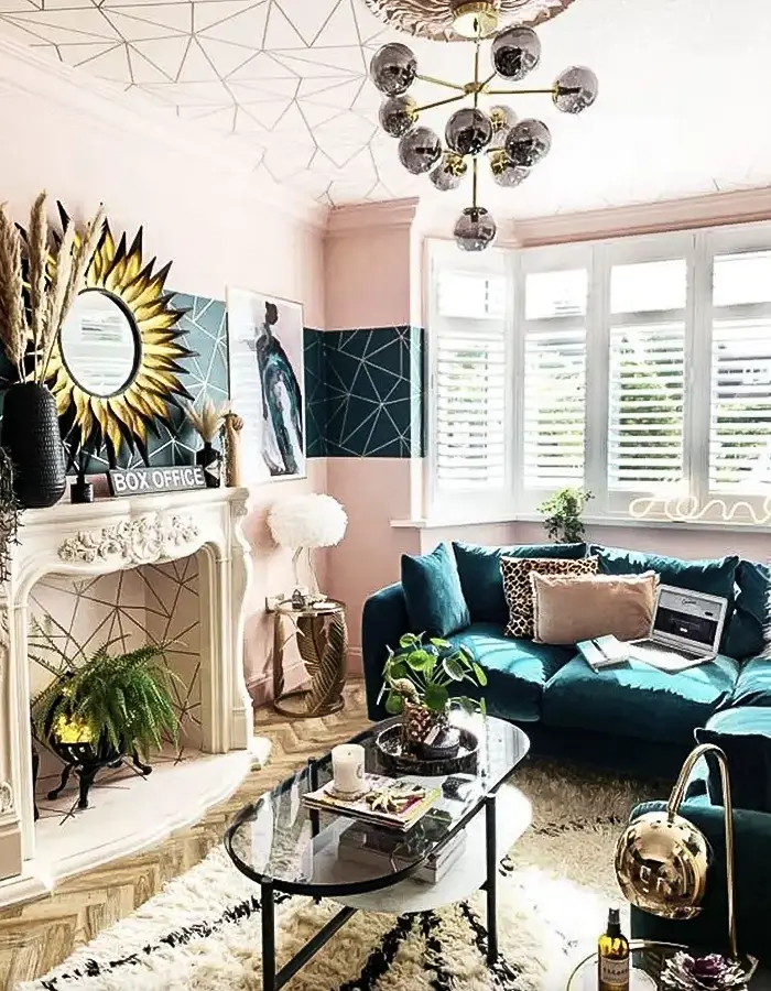 48 Glam Living Room Ideas with Timeless Style 38 Blush And Green Glam Living Room