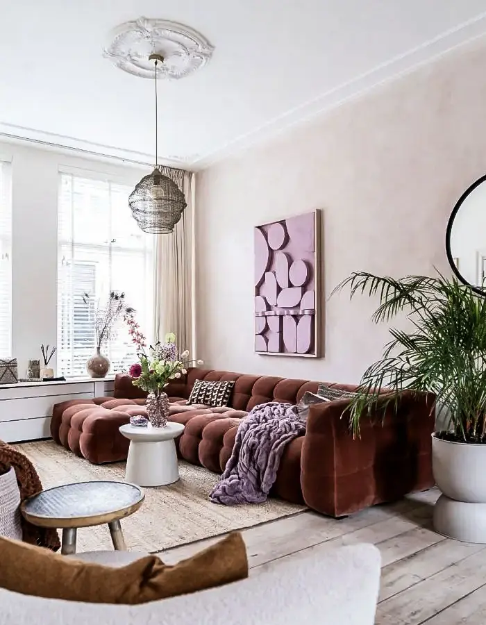 48 Glam Living Room Ideas with Timeless Style 11 Blush Living Room With Warm Hues