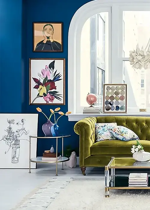 46 Calm Blue And Green Living Room Ideas 7 Bold Contrast in a Bright Space