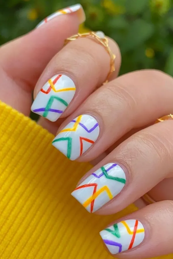 Bold Geometric Shapes on White Base