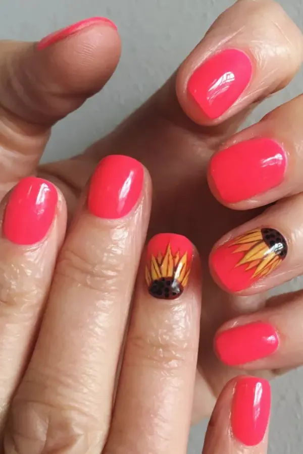 41 Bright and Cheerful Sunflower Nail Designs Ideas You’ll Love to Copy 4 Bold Neon Sunflower Nails
