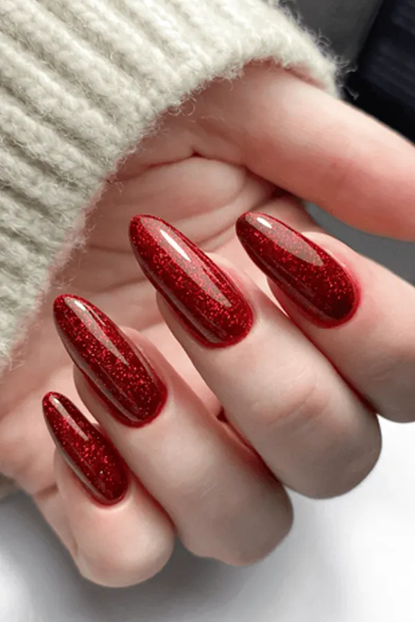 37. Glam Fall Wedding Nail Ideas For Guests & Bride That Look Great in Every Photo 2 Bold Red Gel Nails for Confident Brides