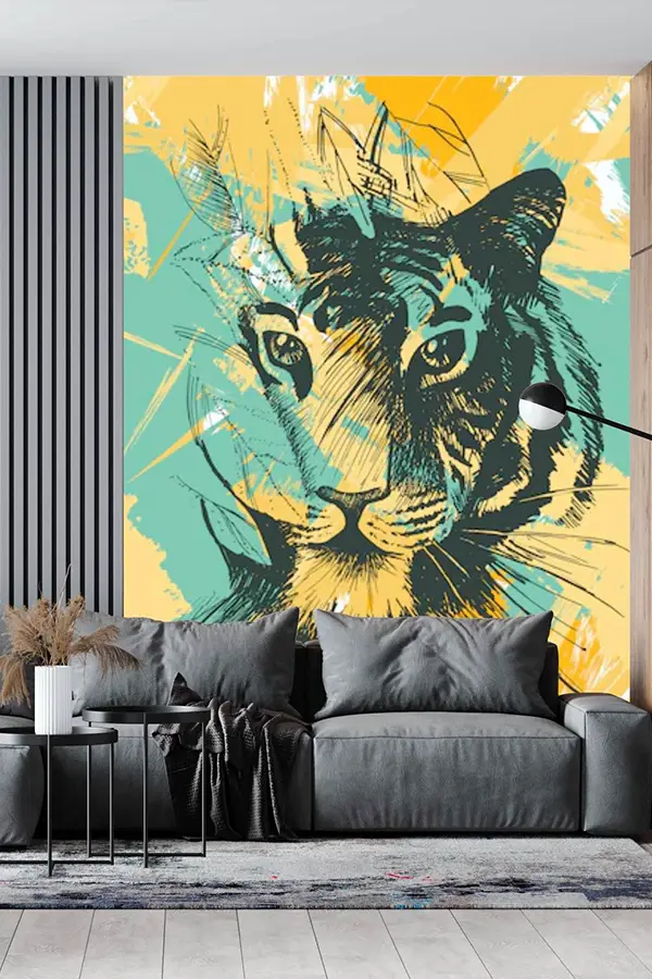 29 Living Room Wall Ideas That Add Instant Style 5 Bold Tiger Mural Accent Wall