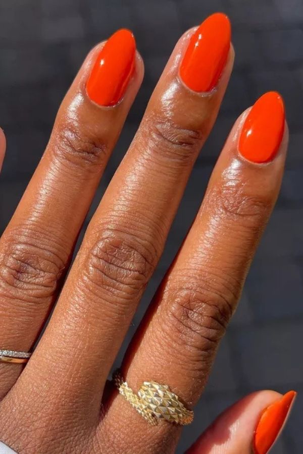 39 Gorgeous Coral Nail Designs Ideas for Short and Long Nails 21 Bold Warm Red-Coral