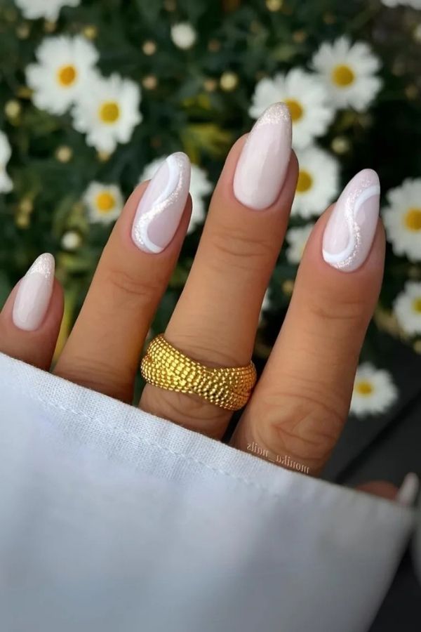 Bright White Glitter Swirls
