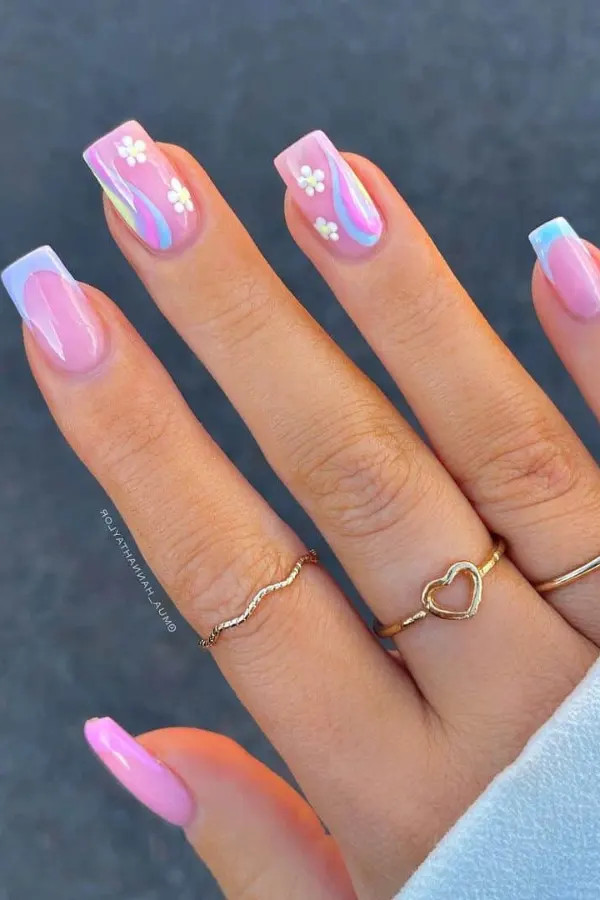 54 Elegant Flower Nail Designs Floral Mani Ideas To Copy This Season 26 Candy Swirl Flower Nail Art
