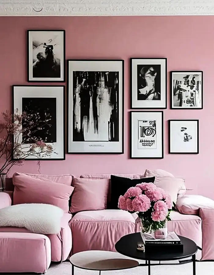 48 Glam Living Room Ideas with Timeless Style 44 Chic Living Room In Black And Pink