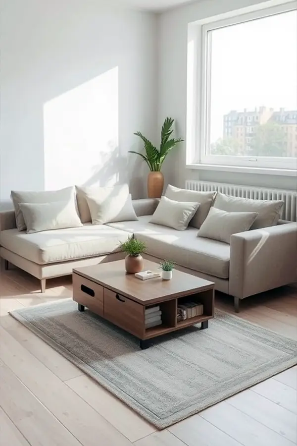 28 Minimalist Living Room Ideas That Feel Bigger 4 Choose Multi-Purpose Furniture