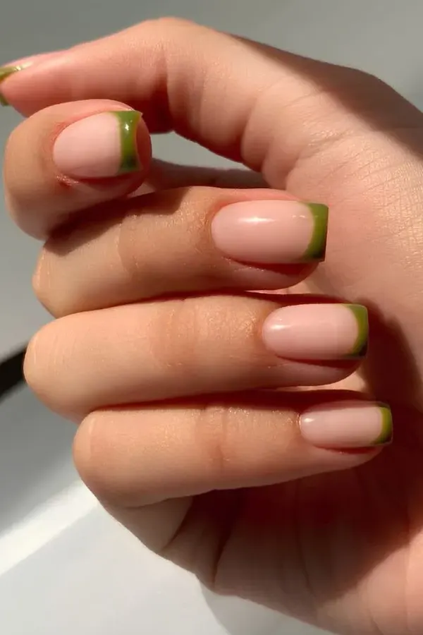 Classic Olive Green French Tips