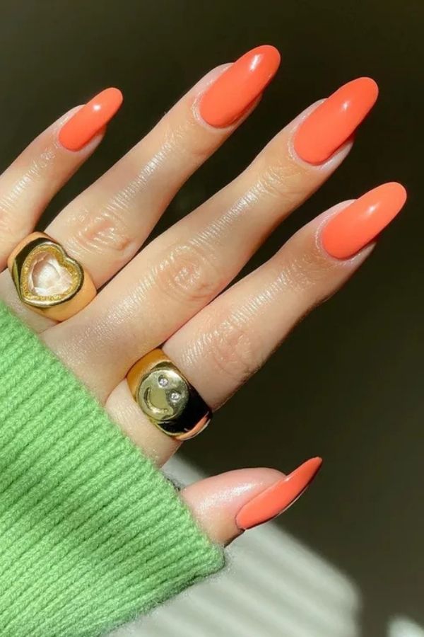39 Gorgeous Coral Nail Designs Ideas for Short and Long Nails 35 Classic Short Coral Nails