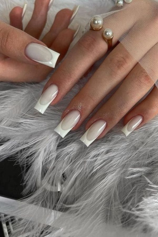 Classic White Acrylic French Tips