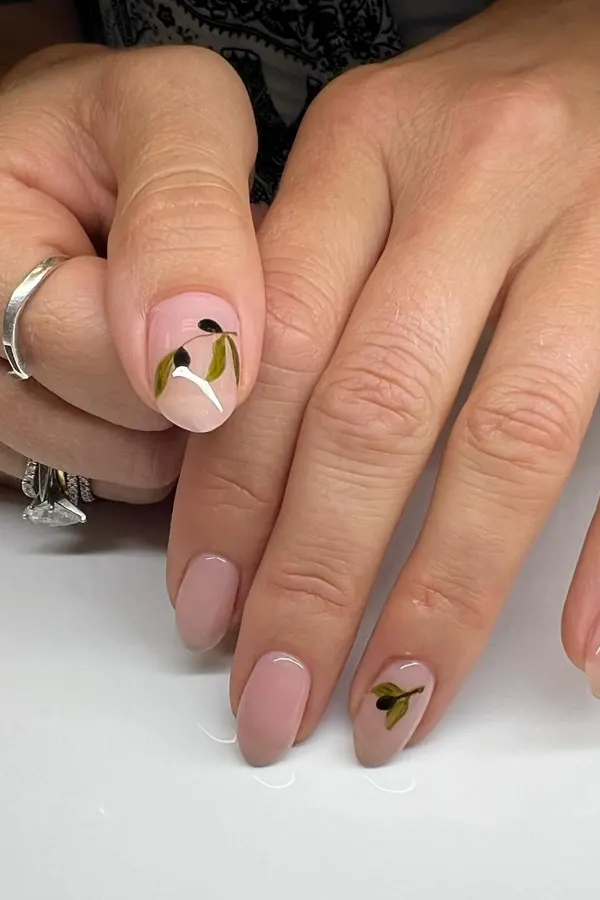 Clean Olive Branch Nails