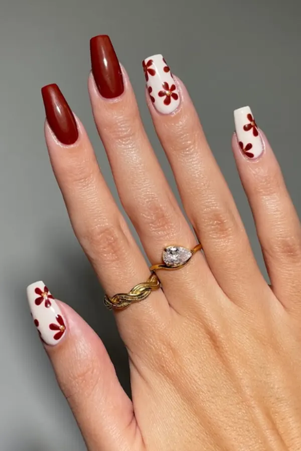 47 Cozy Cute Fall Nails Designs Autumn Mani Ideas You Must Try This Season 3 Soft Florals Cocoa Nails