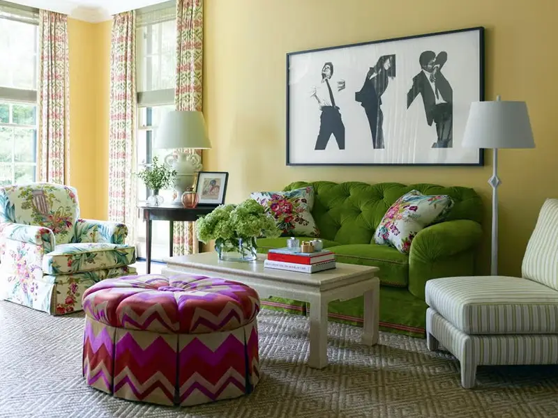 29 Green Couch Living Room Ideas with Bold Style 9 Colorful Retro Living Room Style